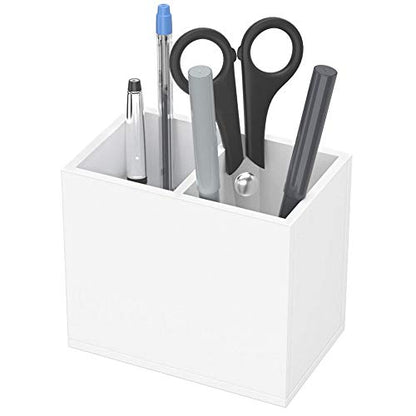 NIUBEE White Acrylic Pen Holder 2 Compartments, Desk Office Pencil Cup Desk - color: White, size: 2 Cube