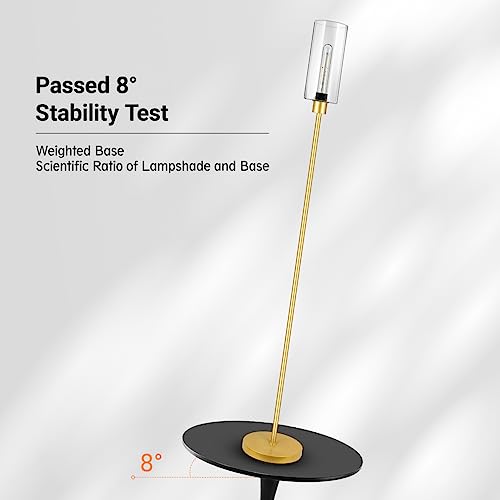 BoostArea Gold Modern Floor Lamp With Glass Lampshade - Simple Design Standing Lamp for Living Room, Bedroom, Office, Kids Room, Reading - color: Gold