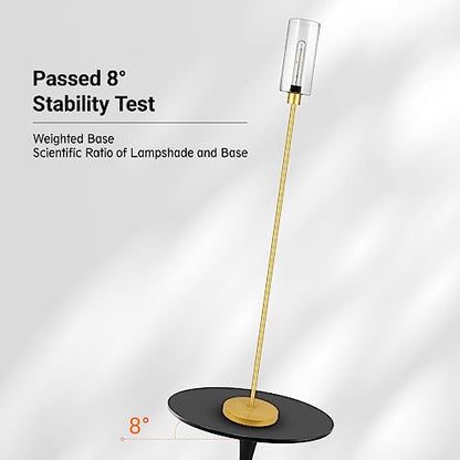 BoostArea Gold Modern Floor Lamp With Glass Lampshade - Simple Design Standing Lamp for Living Room, Bedroom, Office, Kids Room, Reading - color: Gold