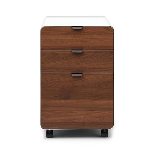 UPLIFT DESK 3-Drawer Mobile File Cabinet - Steel Rolling Filing Cabinet with Lock, Soft-Close Top Drawer, Letter & Legal Size File Storage, Easy Assembly for Home Office (White, Walnut) - color: White, Walnut