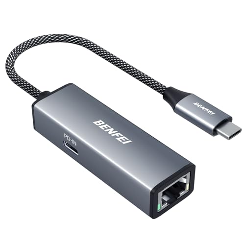 BENFEI USB-C to Ethernet Gigabit Adapter with 100W Power Delivery, Thunderbolt 3/4 to RJ45 Ethernet LAN Network Adapter Compatible with iPhone 15 Pro/Max, MacBook Pro/Air 2023, iMac - size: 1 Pack, style: Gigabit adapter + PD
