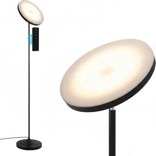 hanaking Upgraded Floor Lamp, 30W/2600LM Super Bright Floor Lamp with Remote Control, Stepless Adjust Color Temperatures and Brightness, Torchiere Standing Lamp for Living Room Bedroom Office - color: Matte Black