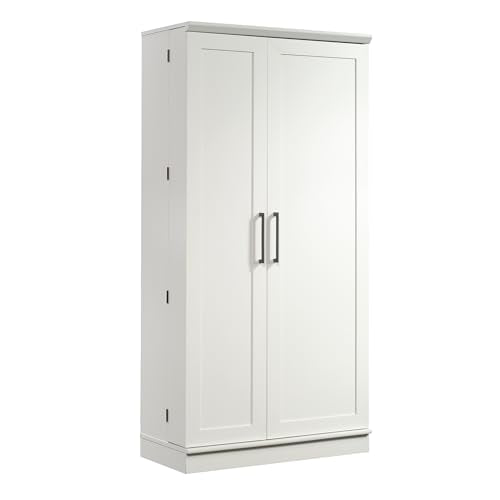 Sauder HomePlus Kitchen Storage Pantry Cabinet with Swing Door Storage and Adjustable Shelves, in Soft White finish - color: Soft White