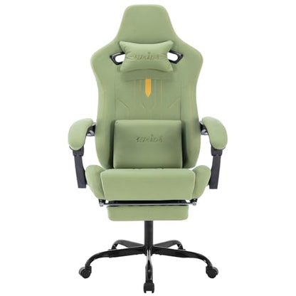 Gaming Chair with Footrest Ergonomic Computer Chair Massage Lumbar Cushion, Racing Video Game Chair Adjustable Rocker Recliner Executive Office Desk Chair Pu Leather for Adults, Green - color: Green3