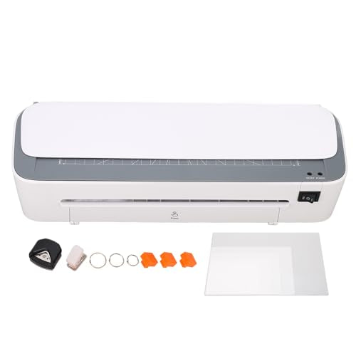 A4 Thermal Laminating Machine (Desktop) for Hot and Cold Modes - 9 Inch Width with Integrated Paper Cutter Corner Rounder and Hole Punch, 110-120V 300W US Plug for Office and