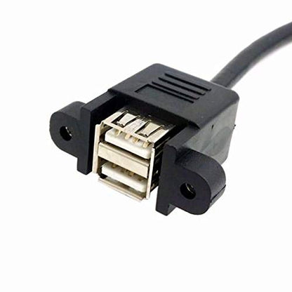 ANRANK 50cm Dual USB 2.0 Type A Female to Motherboard 9Pin Header Cable Adapter with Screw Panel for Computer, Tablet, Printer, Barcode Scanner, Car, Camera, Android Smartphone
