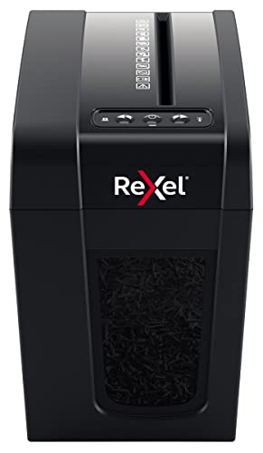 Rexel X6-SL Whisper-Shred Cross Cut Shredder, Shreds 7-6 (70-80 g/m2) Sheets, P4 Safety Class, Home/Home Office, 10L Waste Basket, Quiet and Compact, 2020125