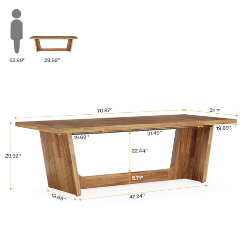 Tribesigns 70.87-Inch Executive Desk, Large Wood Desk for Home Office, Rustic Study Writing Table with Heavy-Duty Pedestal, Extra Long Business Workstation - color: Mix Brown