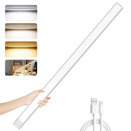 24IN Ultra Long Slim Under Cabinet Lighting, 106 LED 5000mAh 3 Color - color: Silver - 3 Color, size: 24 Inch - 1 Pack