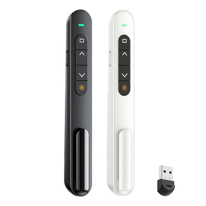 QUI 2 Pack Wireless Presenter Remote, USB, Black White | 2.4GHz RF Presentation Clicker with Hyperlink Volume Control, USB Presentation Remote for Mac, Laptop, Google Slides - color: Black White, style: USB