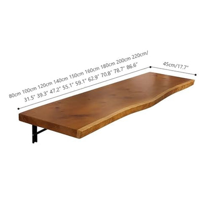 Industrial Wall Mounted Folding Bar Table Live Edge,Rustic Drop-Leaf Table,Solid Wood Floating Wall Desk Workbench for Small Space Kitchen & Dining Room Computer Desk(31.5" L x 17.7" W, Wood) - size: 31.5"L x 17.7"W