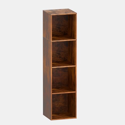4 Cube Storage Organizer, 4 Tier Cube Bookcase Freestanding Storage Display Organizer for Home Office, Four Cubes Open Shelf Bookshelf(Retro Brown, 4 Cube) - color: Retro Brown, size: 4 Cube