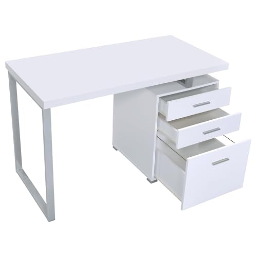 Coaster Brennan 47-Inch Rectangular 3-Drawer Desk with Storage White 800325 - color: White