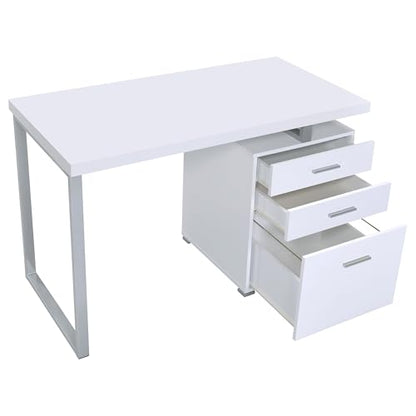 Coaster Brennan 47-Inch Rectangular 3-Drawer Desk with Storage White 800325 - color: White