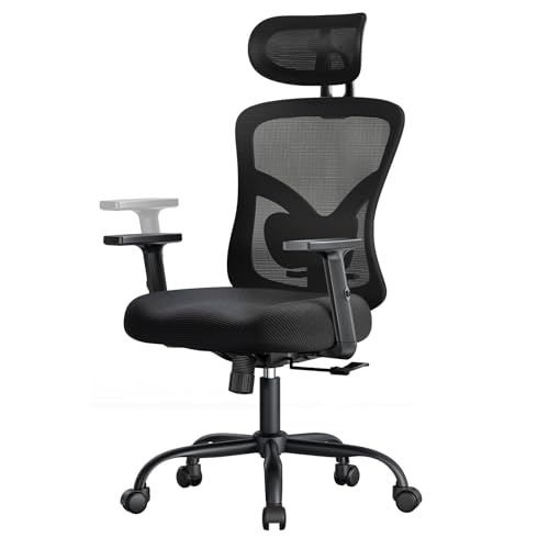 Marsail Ergonomic Office Chair Ergonomic Gaming Chair with Lumbar Support, 2D Headrest, Adjustable Armrests, Contoured Seat Cushion, Desk Chair with Wheels for Home and Office (Dark) - color: Dark