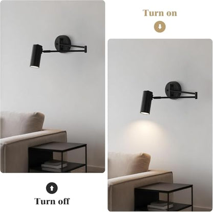KCO Lighting Black Swing Arm Wall Sconce Farmhouse Adjustable Wall Lamp Industrial Wall Mounted Reading Light Modern Long Swing Arm Wall Lamp - color: Black-1