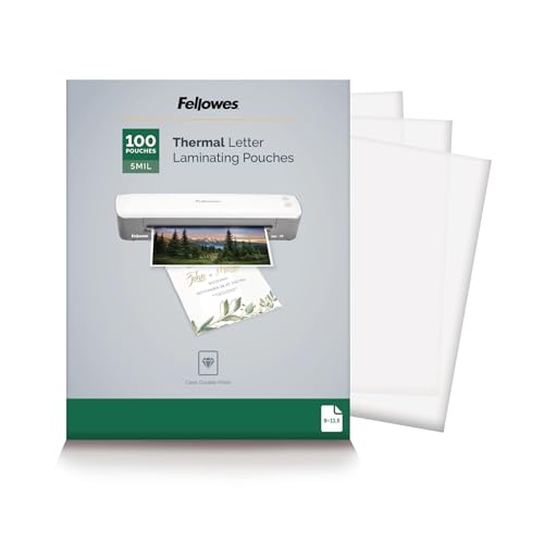 Fellowes Thermal Clear Laminating Pouches, Letter Size Sheets, 5 Mil, 100pk | Premium Protection, Dry-Erase Friendly, Perfect for Classroom School Supplies & Projects, For Use with All Thermal Laminators - style: 5mil - 100 Pack