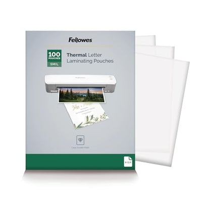 Fellowes Thermal Clear Laminating Pouches, Letter Size Sheets, 5 Mil, 100pk | Premium Protection, Dry-Erase Friendly, Perfect for Classroom School Supplies & Projects, For Use with All Thermal Laminators - style: 5mil - 100 Pack