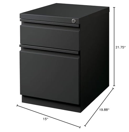 20 Inch Deep Metal Mobile Pedestal File 2 Drawer Box-File with Full Width Pull, for Home and Office, Holds Letter Width Hanging Folders, Charcoal - color: Charcoal