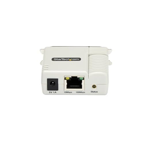 StarTech Parallel Network Print Server, Ethernet 10/100Mbps, TAA (PM1115P3) | WebUI, Centronics Ethernet Printer Server Adapter, HP, Epson, Canon, Lexmark compatible