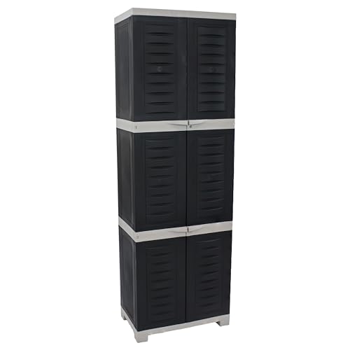 Sunnydaze 72" Garage Storage Cabinet with Locking Doors & Shelves, Gray - color: Charcoal, style: No Drawer - 72" H