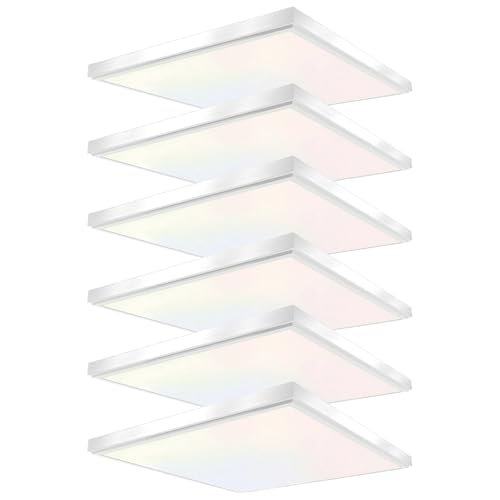 GT-Lite 2'x2'4200 Lumen 6 Pack LED Flat Panel,Flush Mount and Drop Ceiling - color: White 6 Pack, size: 2x2 Feet