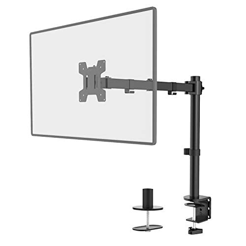 WALI Single Monitor Mount, Single Monitor Arm Desk Mount, Up to 32 inch Ultrawide, Regular Screens up to 27 inches, 22lbs, Adjustable Mount with C-CLAMP for Home Office Application(M001), Black - size: 13"-27", style: Single