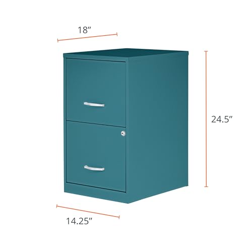 NuSparc 2 Drawer Locking Filing Cabinet | Pre-Assembled Steel Construction | Space-Saving Design is Perfect for Home and Small Office | Letter-Size | Assembled in North America - color: Teal
