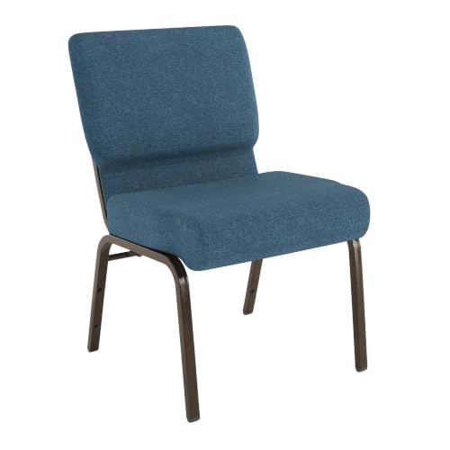 Flash Furniture HERCULES Series 21''W Stacking Church Chair in Blue Fabric - Gold Vein Frame - color: Blue Fabric/Gold Vein Frame, size: Set of 1