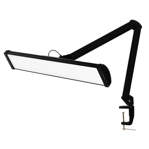 24-Inch LED Architect Desk Lamp with Clamp, 30W 2300LM, Black CCT | 360 SMD LEDs deliver flicker-free lighting with 5 color modes, 5 brightness levels, and reinforced dual metal arms - color: Black, size: CCT