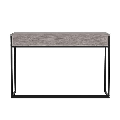 Martha Stewart Ollie Home Office Desk with 3 Drawers in Gray Wood Grain with Oil Rubbed Bronze Hardware - color: Gray Top/Oil Rubbed Bronze Frame