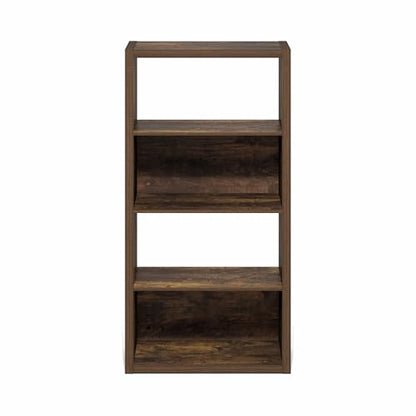 Furinno Viola Book Shelf, 4-Tier Bookshelf, Extra Thick Frame Bookcase with Open Shelf, Open Back Design, 11.3" x 23.2" x 45.4", for Living Room, Bedroom, Home Office, Amber Pine - color: Amber Pine, size: 4-Tier, Thick Frame