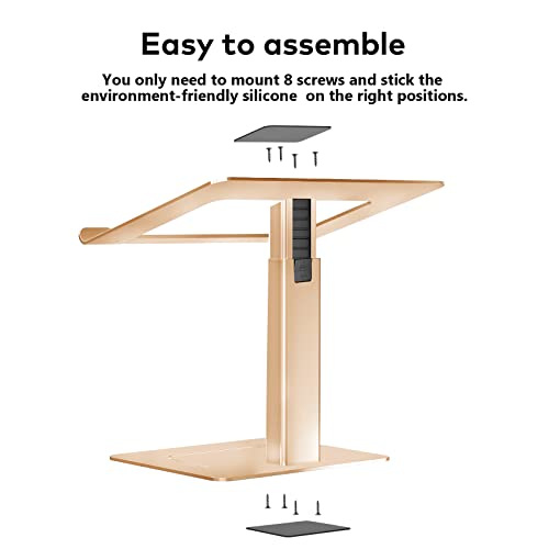 Laptop Stand for Desk, Ergonomic Sitting and Standing Laptop Riser for Notebook MacBook 11-17 Inches，DJ Laptop Stand Adjustable Height from 7-15 Inches Aluminum(Gold) - color: Gold