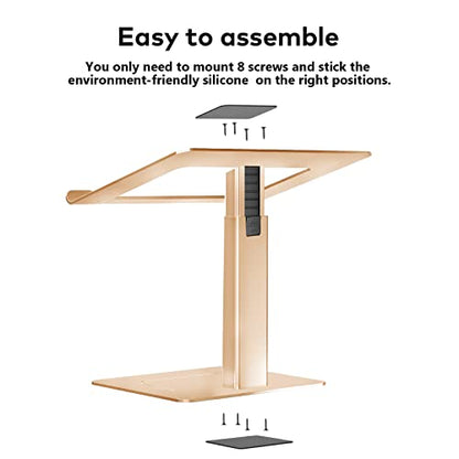 Laptop Stand for Desk, Ergonomic Sitting and Standing Laptop Riser for Notebook MacBook 11-17 Inches，DJ Laptop Stand Adjustable Height from 7-15 Inches Aluminum(Gold) - color: Gold