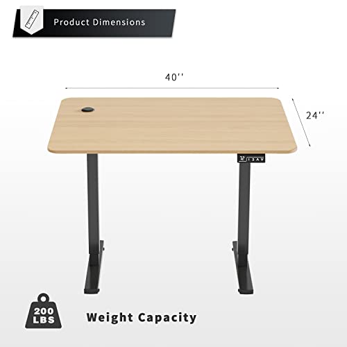 YESHOMY Height Adjustable Electric Standing Desk, 40 inch Computer Table, Home Office Workstation, Black Leg/Natural Top - color: Black Leg/Natural Top, size: 40in