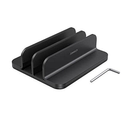 JOKItech Dual Aluminum Vertical Laptop Stand Organizer, Sturdy Notebook Computer Holder Stand Compatible with New Liquid Retina XDR Apple MacBook Air/Pro/Neo, Mac mini & iPad Pro - Black - color: Black