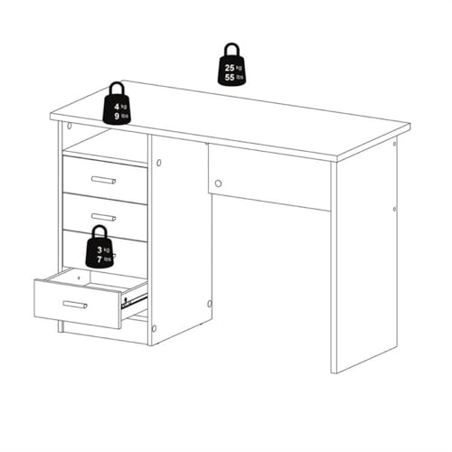 Tvilum Desk with 4 Drawers, Black Woodgrain