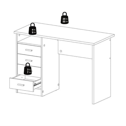 Tvilum Desk with 4 Drawers, Black Woodgrain