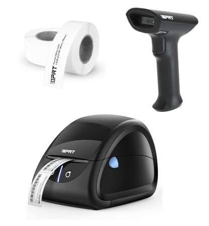iDPRT Thermal Label Printer SP310 with 1D 2D Barcode Scanner 1358 with 600pcs Labels(2 Rolls of 300pcs)