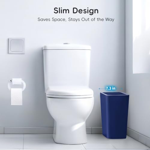 Lysam 4 Gallon Trash Can 3 Packs, Bedroom Trash Can with Lid & Trash Bags | Small Garbage Can Press-Top for Dog Proof, Oder Seal, Waste Basket for Office, Living Room, Bathroom White & Grey & Blue - color: Blue & White & Grey