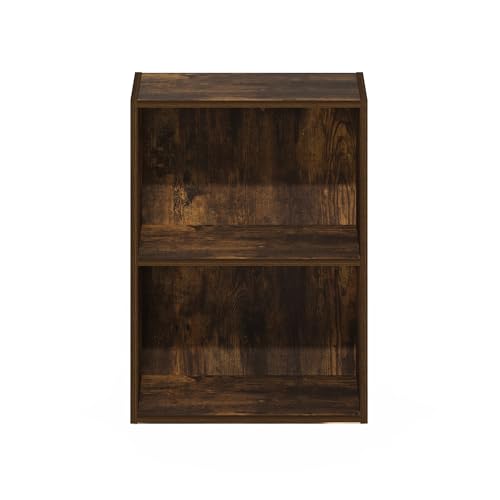 Furinno LUDER Book Shelf, 2-Tier Modern Bookshelf, Open Shelves Bookcase, 9" x 16" x 21", for Living Room, Bedroom, Home Office, Amber Pine - color: Amber Pine, size: 2-Tier, 9 x 16 x 21