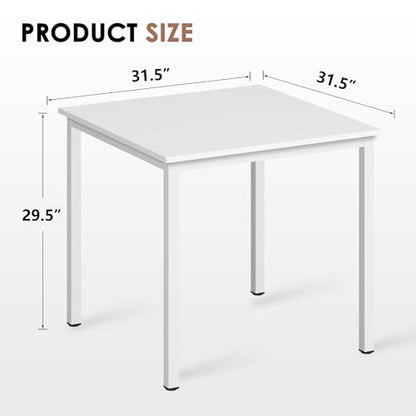 Need Small Square Dining Table 31.5inch Home Office Desk White - color: White & White Frame, size: 31.5x31.5 inch