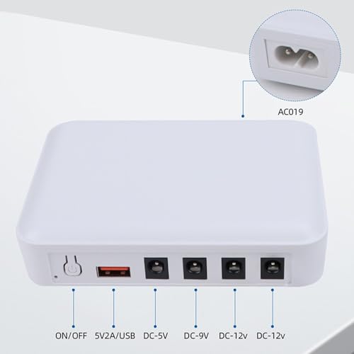 Garosa UPS Battery Backup Power Supply, 6600mAh Portable Uninterruptible DC Power with Battery Level Indicator Smart Protection DC5.5x2.1mm for Home Office Iron US Plug
