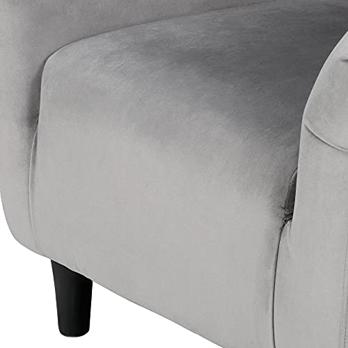 Yaheetech Velvet Accent Chairs, Compact Furry Barrel Chairs with a Curved Silhouette for Small Spaces, Living Room, Bedroom, Gray - color: Gray (Velvet), style: without Ottoman