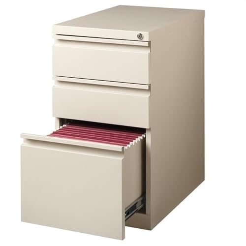 Pemberly Row 27.75" H X 15.00" W Modern 3 Drawer Metal Mobile Filing Cabinet in Putty with Lock Included - color: Beige