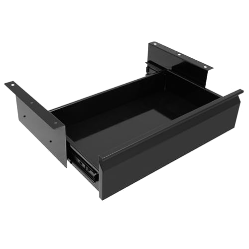 TFCFL 16 inch Under Desk Mounted Sliding Pull-out Drawer, Under Desk Drawer For Desk, Standing Desk Drawer Attachment Under Desk Drawer Slide Out, Sliding Underdesk Drawer (Black, 16 Inch) - color: Black, size: 16 Inch