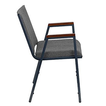 Flash Furniture HERCULES Series Heavy Duty Gray Fabric Stack Chair with Arms and Ganging Bracket - color: Gray Fabric, size: Set of 1