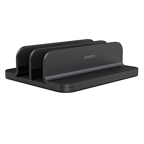 JOKItech Dual Aluminum Vertical Laptop Stand Organizer, Sturdy Notebook Computer Holder Stand Compatible with New Liquid Retina XDR Apple MacBook Air/Pro/Neo, Mac mini & iPad Pro - Black - color: Black