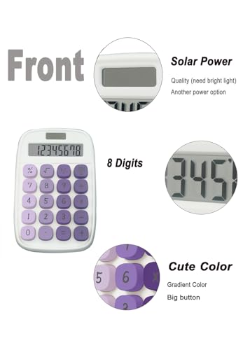 Lofree Calculator, Clicky Calculator(White and Purple) | Large LCD Display 8 Digit Tilt Screen and Big Button for Teachers Students Basic Office - color: White and Purple