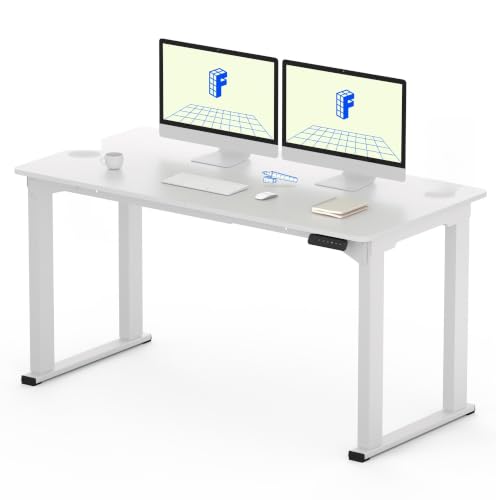 FLEXISPOT 4-Leg Standing Desk, 55"x28", Electric Height Adjustable, White - size: 55"x28"